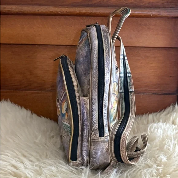 Anuschka Handpainted Leather Multicolor Artistic Mini Backpack - Picture 4 of 11